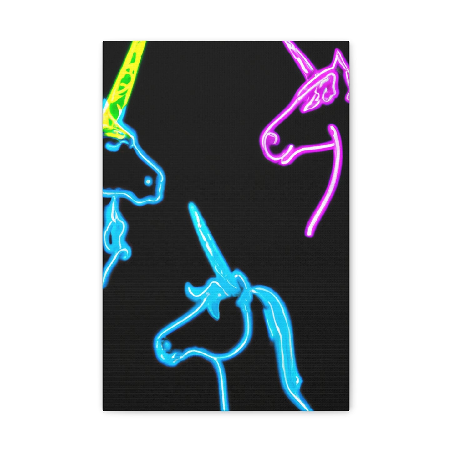 Vibrant Neon Fantasy NEON Unicorns Art Canvas