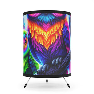 "Glow Owls' Fancy Flock" - NEON Owls Art Tripod Lamp