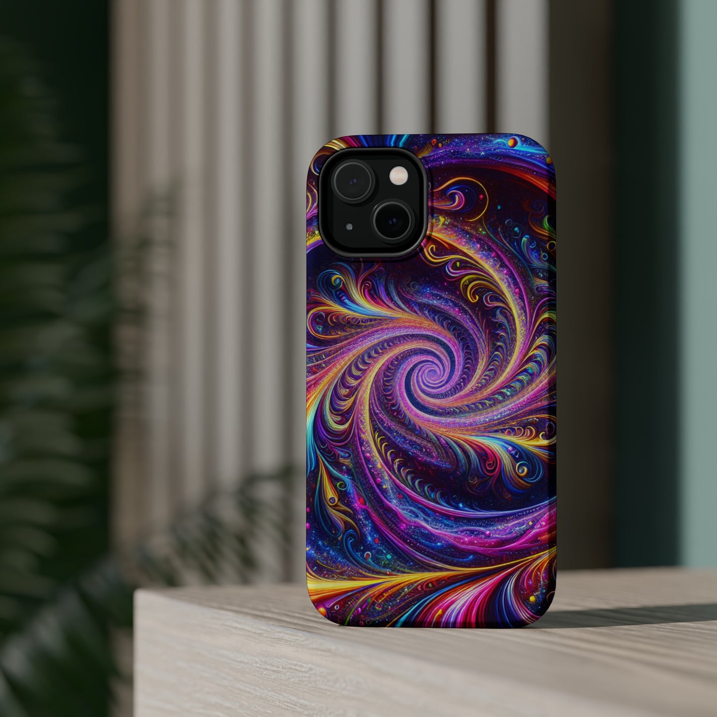 Vivid Psychedelic Cosmic Euphoria. Neon Trippy Infinity Patterns Premium Art Magsafe Magnet Tough IPhone 13 14 15 Pro Plus Max and Mini in Matte and Glossy Phone cases