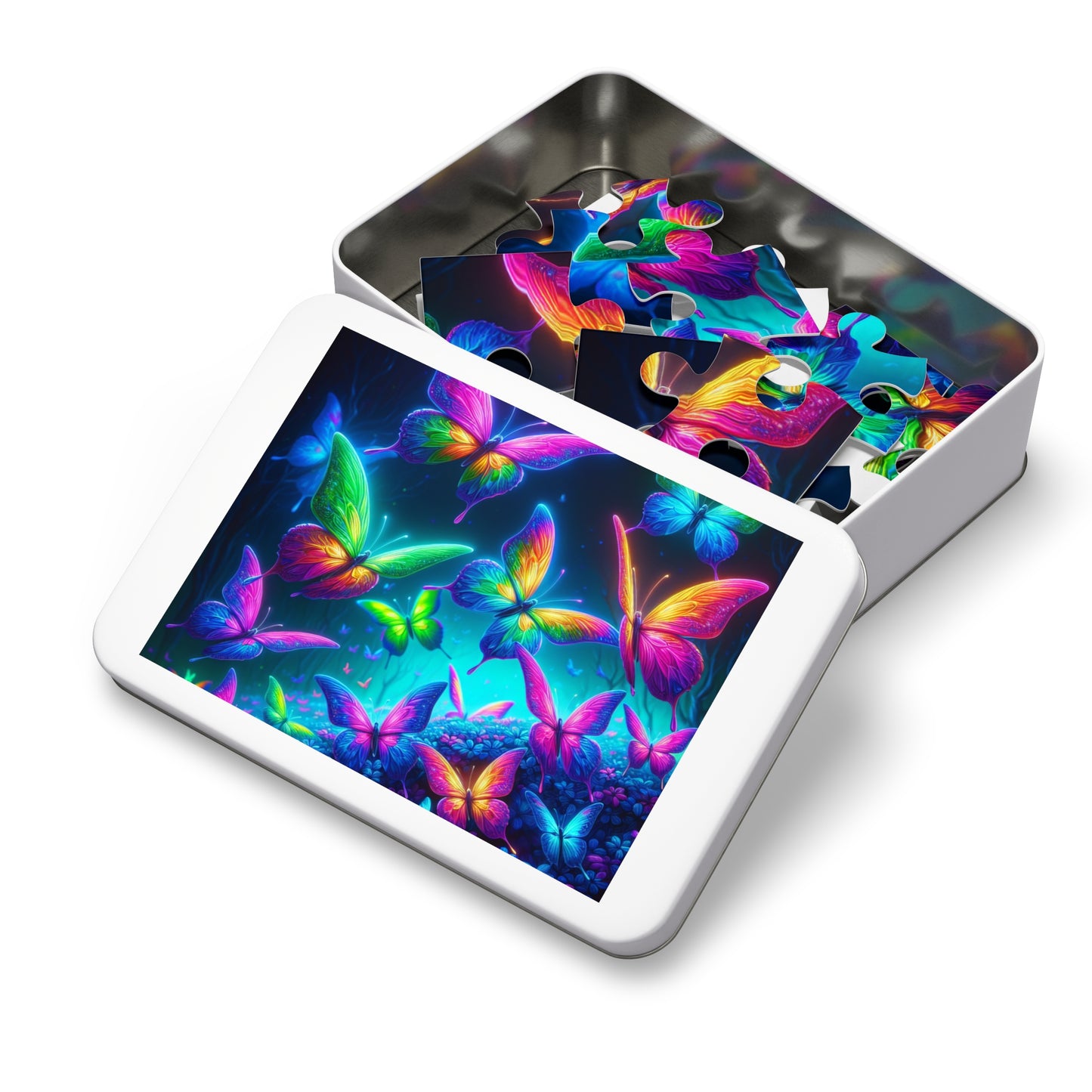 Neon Flutter. - Neon Butterflies Puzzle30, 110, 252, and 1000 Pieces
