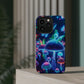 Neon Glitterbug Heaven. Neon Butterflies and Mushrooms Premium Art Magsafe Magnet Tough IPhone 13 14 15 Pro Plus Max and Mini in Matte and Glossy Phone cases