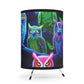 "Owls Under the Electric Moon" - NEON Owls Art Tripod Lamp