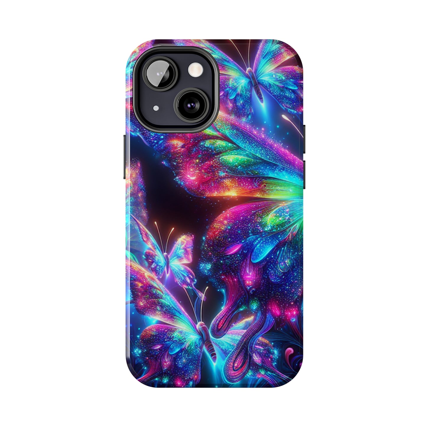 "Butterfly Prism Eruption" NEON Butterflies Tough Phone Case