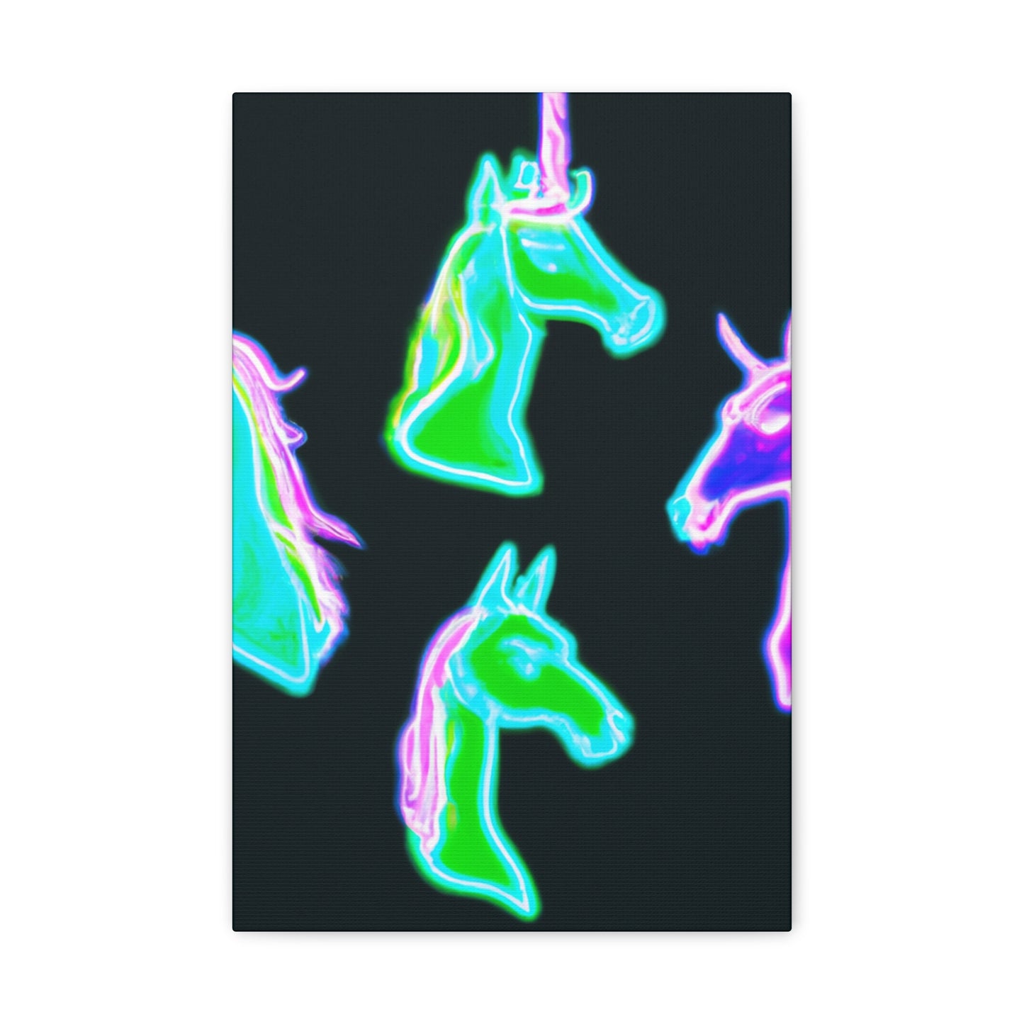 Vivid Nocturnal Unicorns. NEON Unicorns Art Canvas