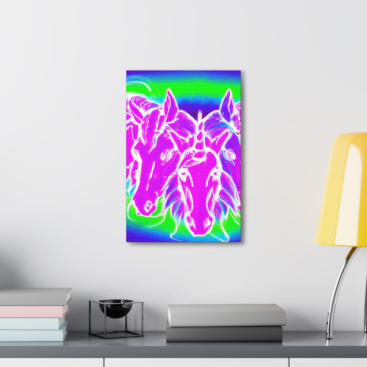 Neon Splendor Unicorns. NEON Unicorns Art Canvas