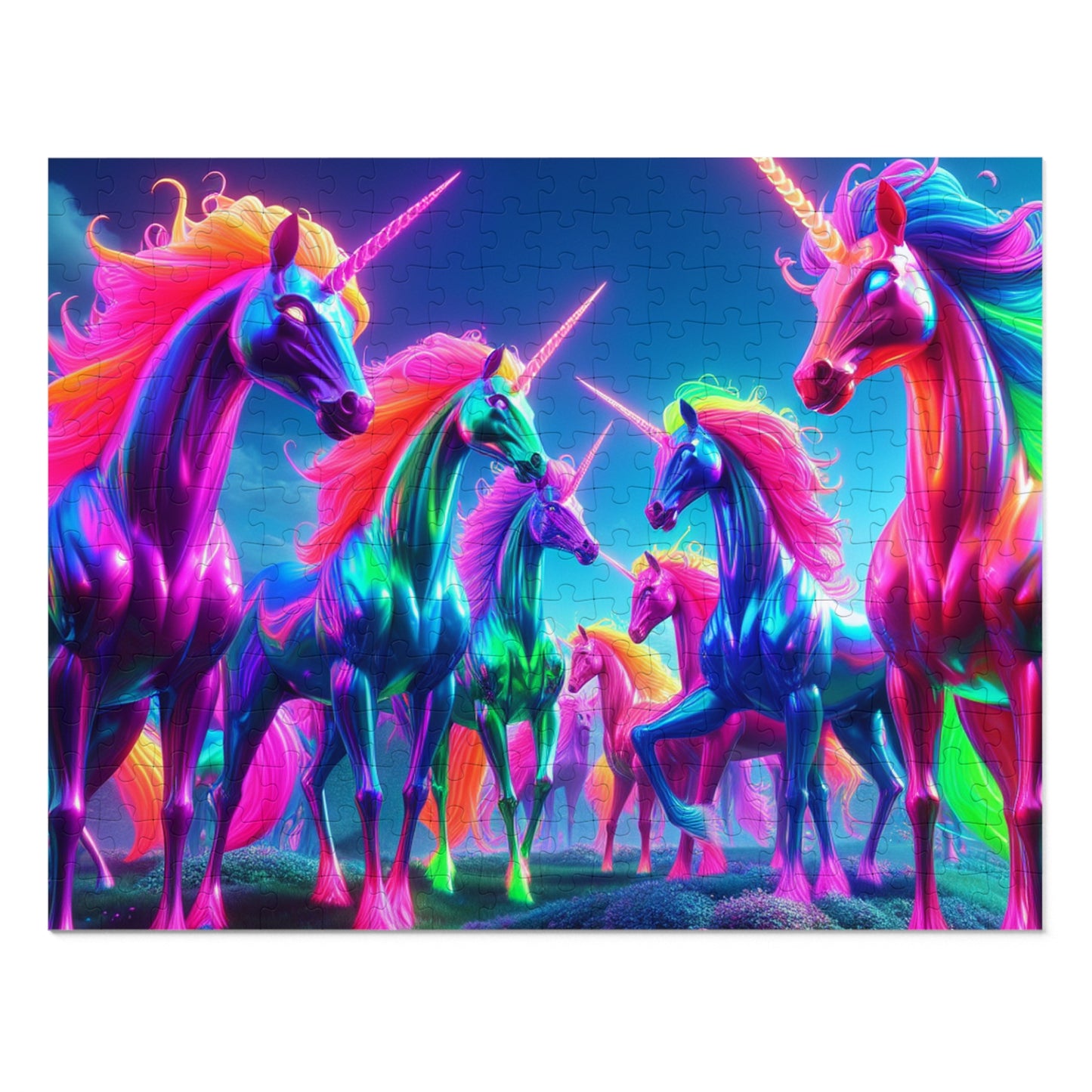 NeonUnicornSplash - Neon Unicorns Puzzle 30, 110, 252, and 1000 Pieces