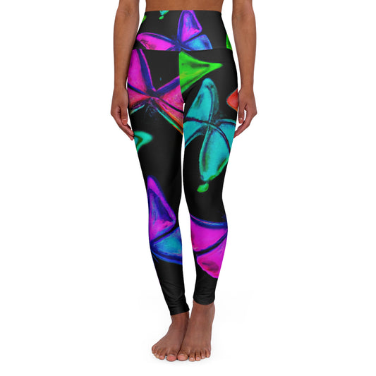 "Neon Flutterburst" - Butterflies Leggings