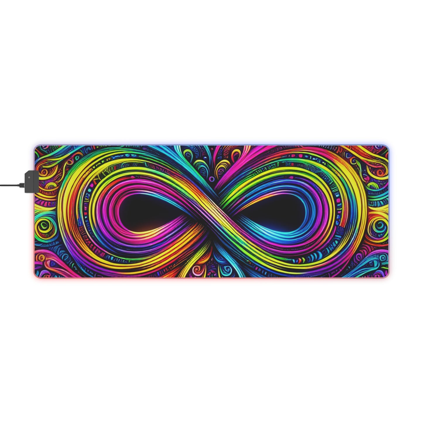 Cosmic Prismatic Woven Illustration. NEON Infinity Patterns Art LED Mousepad
