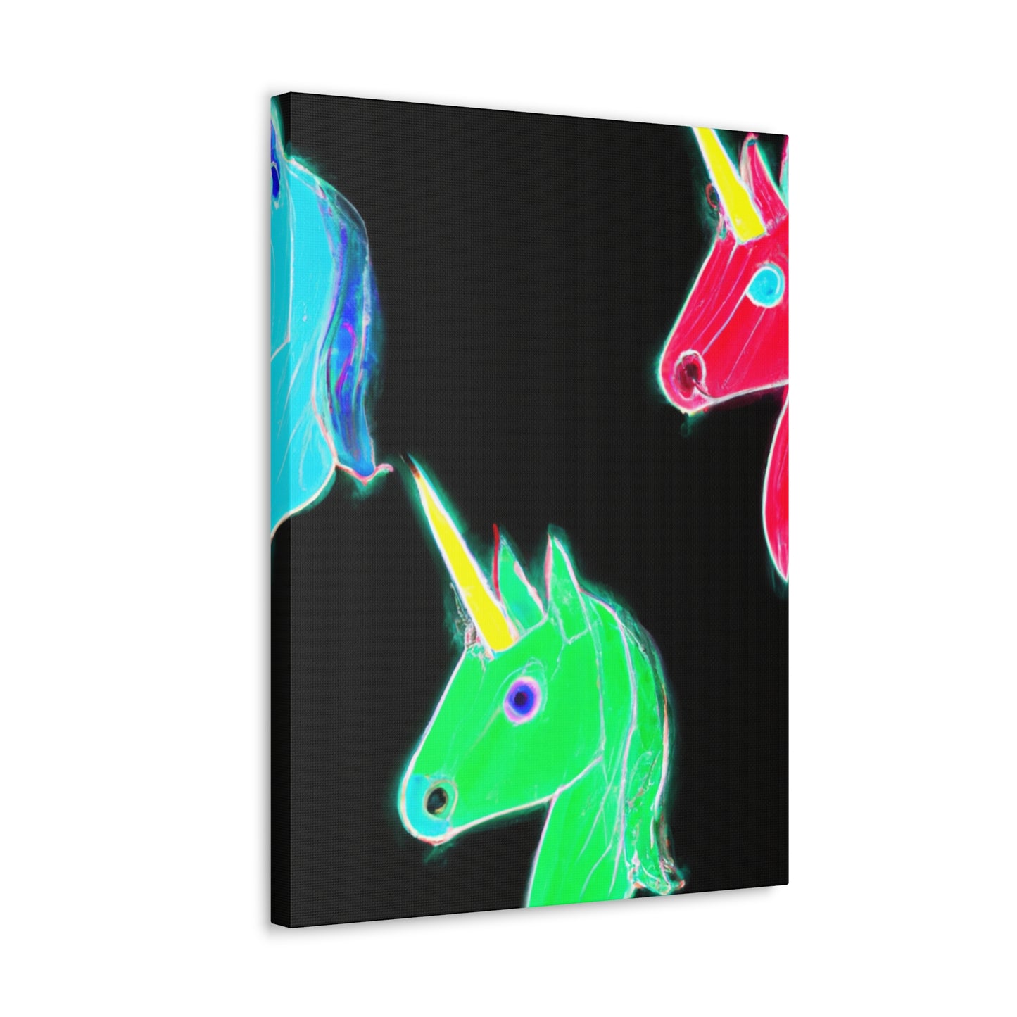 "Neon Rainbow Unicorn Cluster" NEON Unicorns Art Canvas