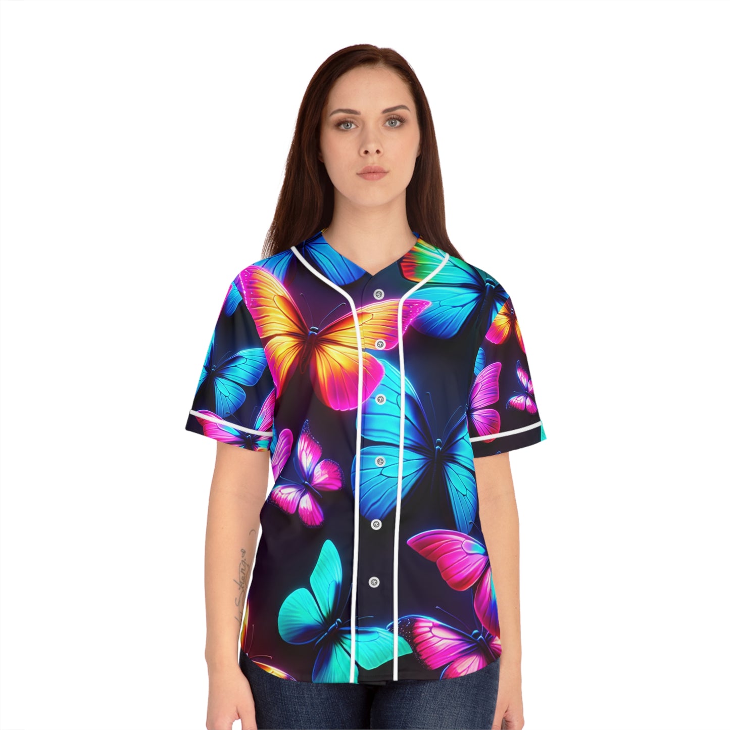 "Electric Fantasia" Neon Butterflies Womans Jersey
