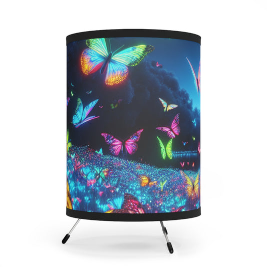 "Electric Butterfly Fantasia" - NEON Butterflies Art Tripod Lamp