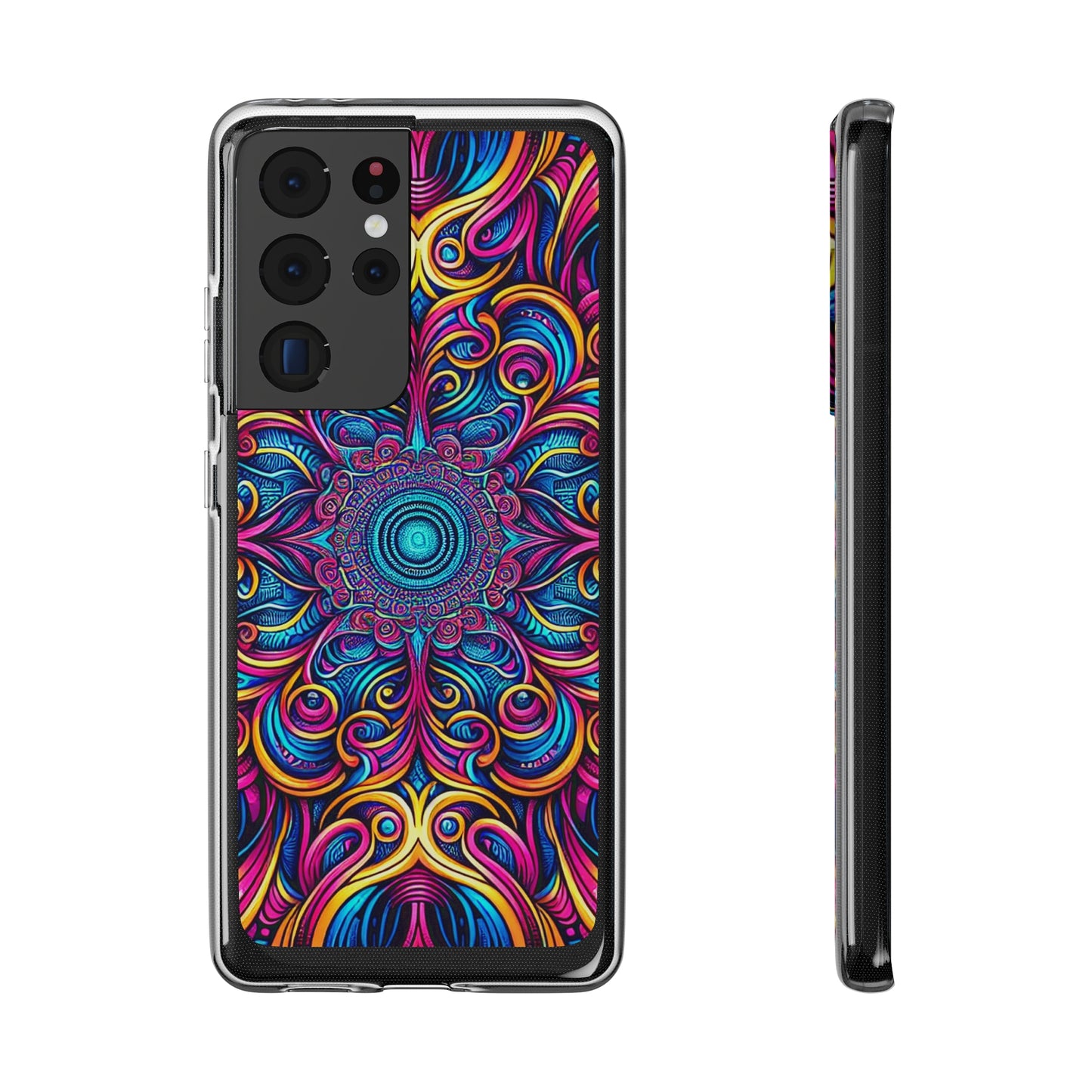 "Fantasia of Fluorescence" Infinity Patterns Art Polycarbonate Phone Case Samsung Galaxy s21 s22 Google Pixel 6 Iphone 11 12 13 14 Pro Max Mini Plus