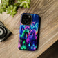 "Neon Fantasyland" Neon Unicorns Premium Art Magsafe Magnet Tough IPhone 13 14 15 Pro Plus Max and Mini in Matte and Glossy Phone cases