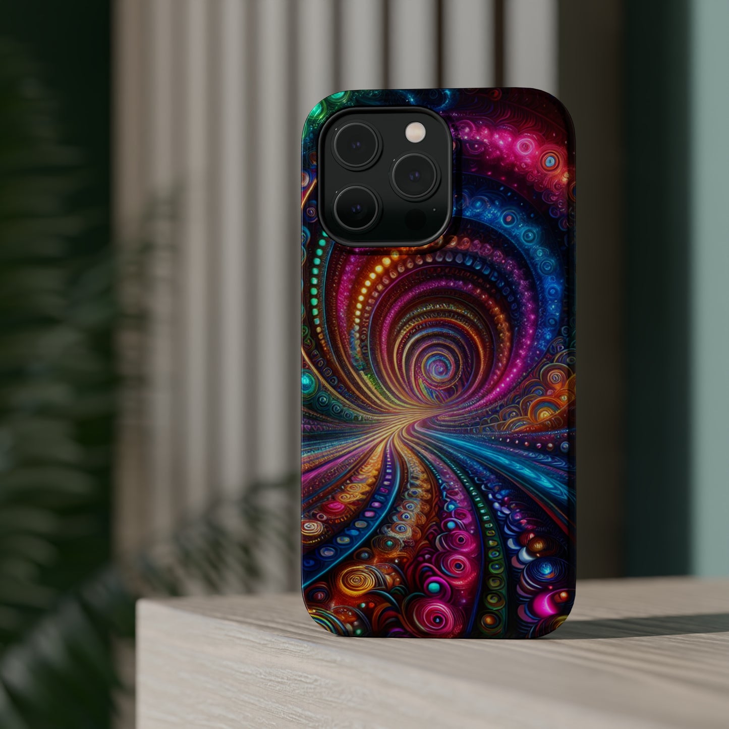 Neon Eternal Infinity Oasis. Neon Trippy Infinity Patterns Premium Art Magsafe Magnet Tough IPhone 13 14 15 Pro Plus Max and Mini in Matte and Glossy Phone cases