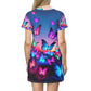 "Neon Butterflies Glow" Neon Butterflies Womans T Shirt Dress