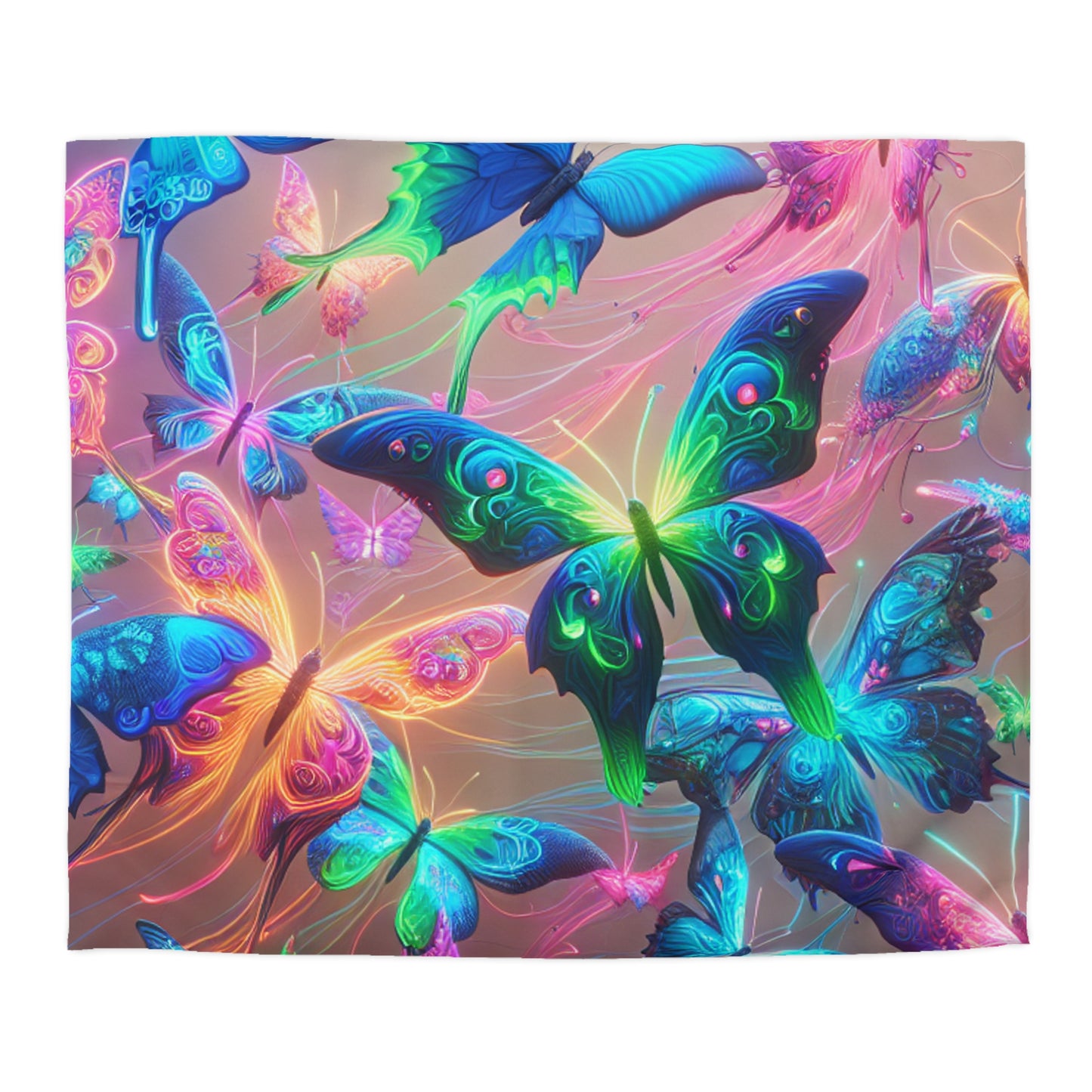 Giovanni de la Prata. - NEON Butterflies Microfiber Duvet Cover