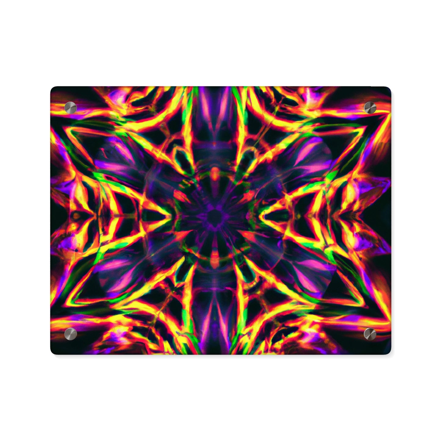 Neon Ascension. Trippy Infinity Patterns Acrylic Art Panel