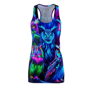 Neon Night Owls. Neon Owls Racerback Dress