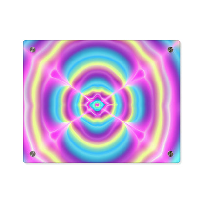 Vivid Vortex of Neon Mysticism. Trippy Infinity Patterns Acrylic Art Panel