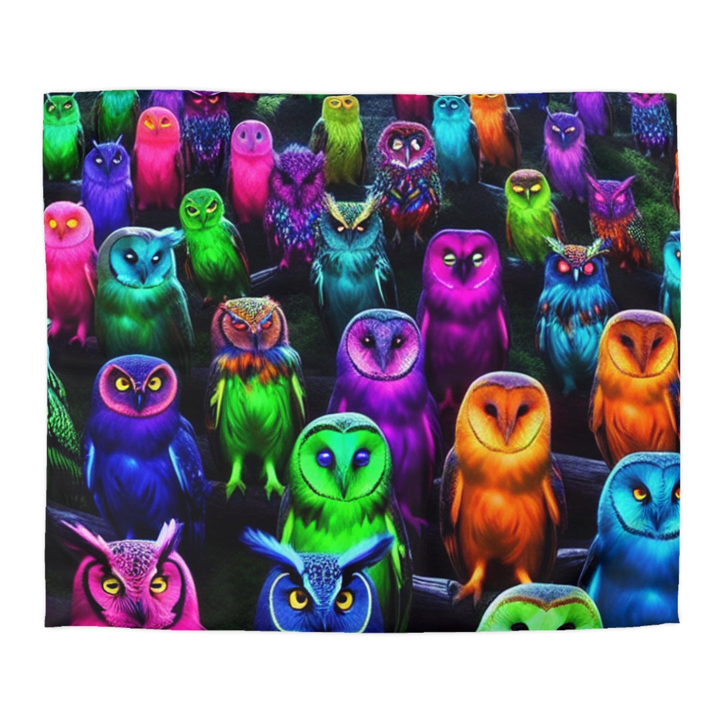 Florin da Vinci - NEON Owls Microfiber Duvet Cover
