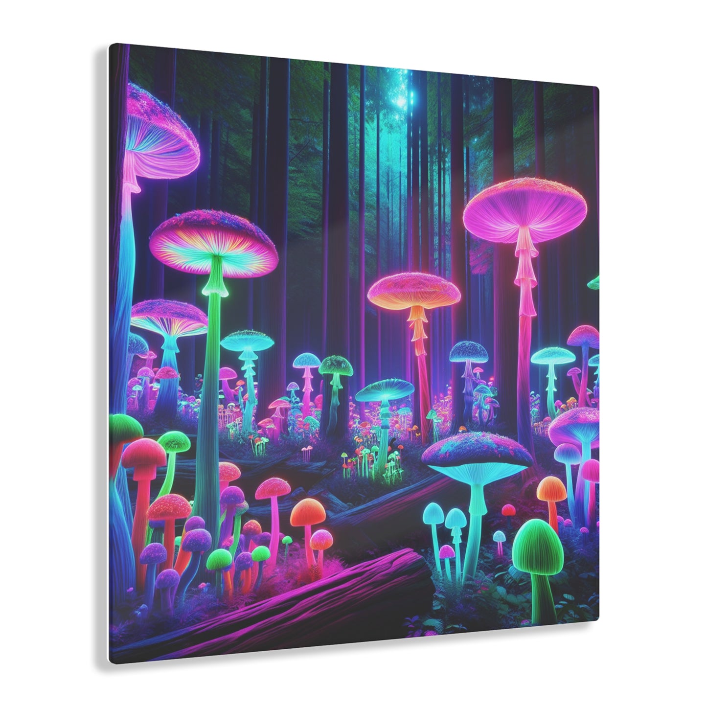 Neon Fungal Fantasy. Mushrooms 1/4" Glossy Acrylic Art