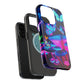 Neon Fantasy Garden Neon Butterflies and Mushrooms Premium Art Magsafe Magnet Tough IPhone 13 14 15 Pro Plus Max and Mini in Matte and Glossy Phone cases