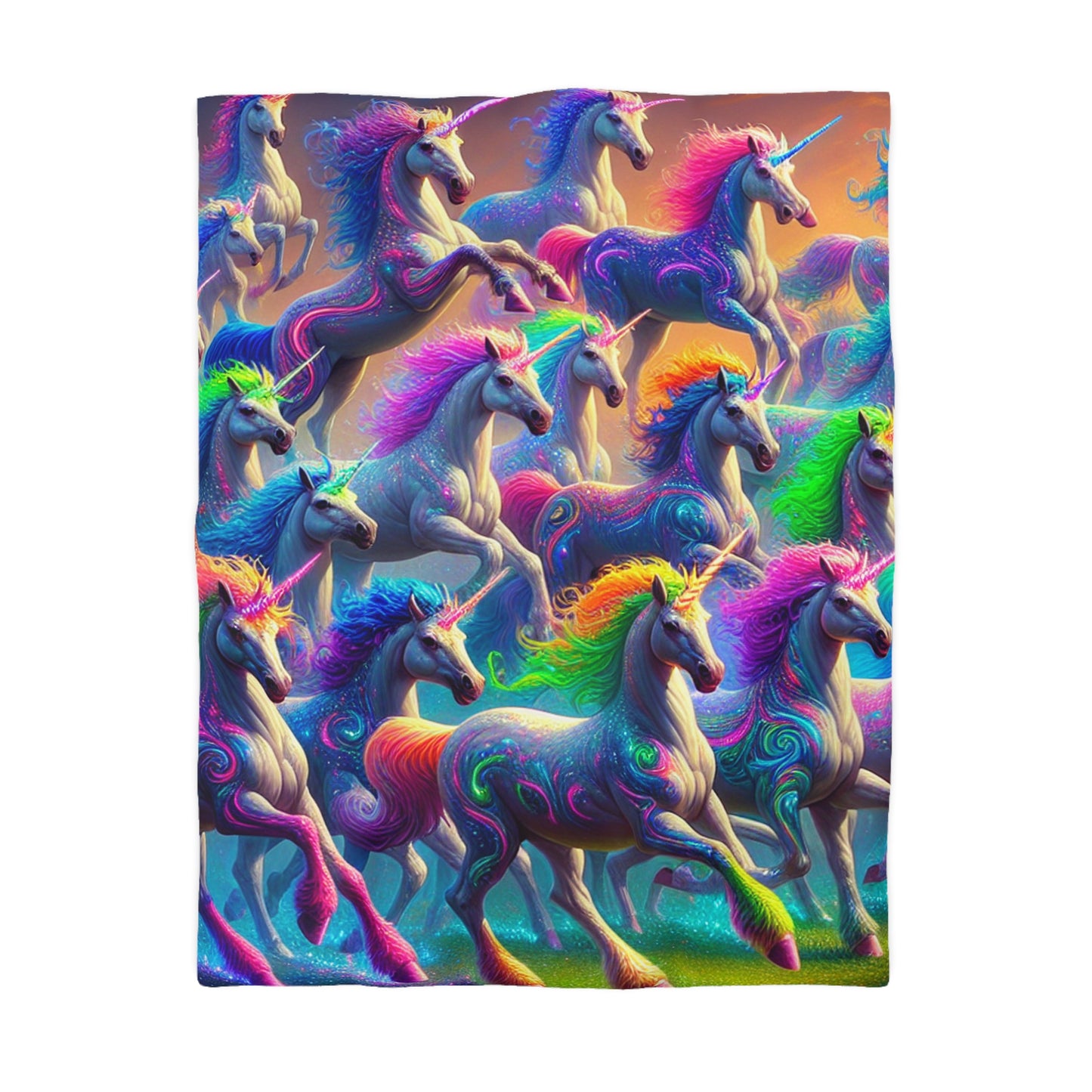 Pietro Romano - NEON Unicorns Microfiber Duvet Cover