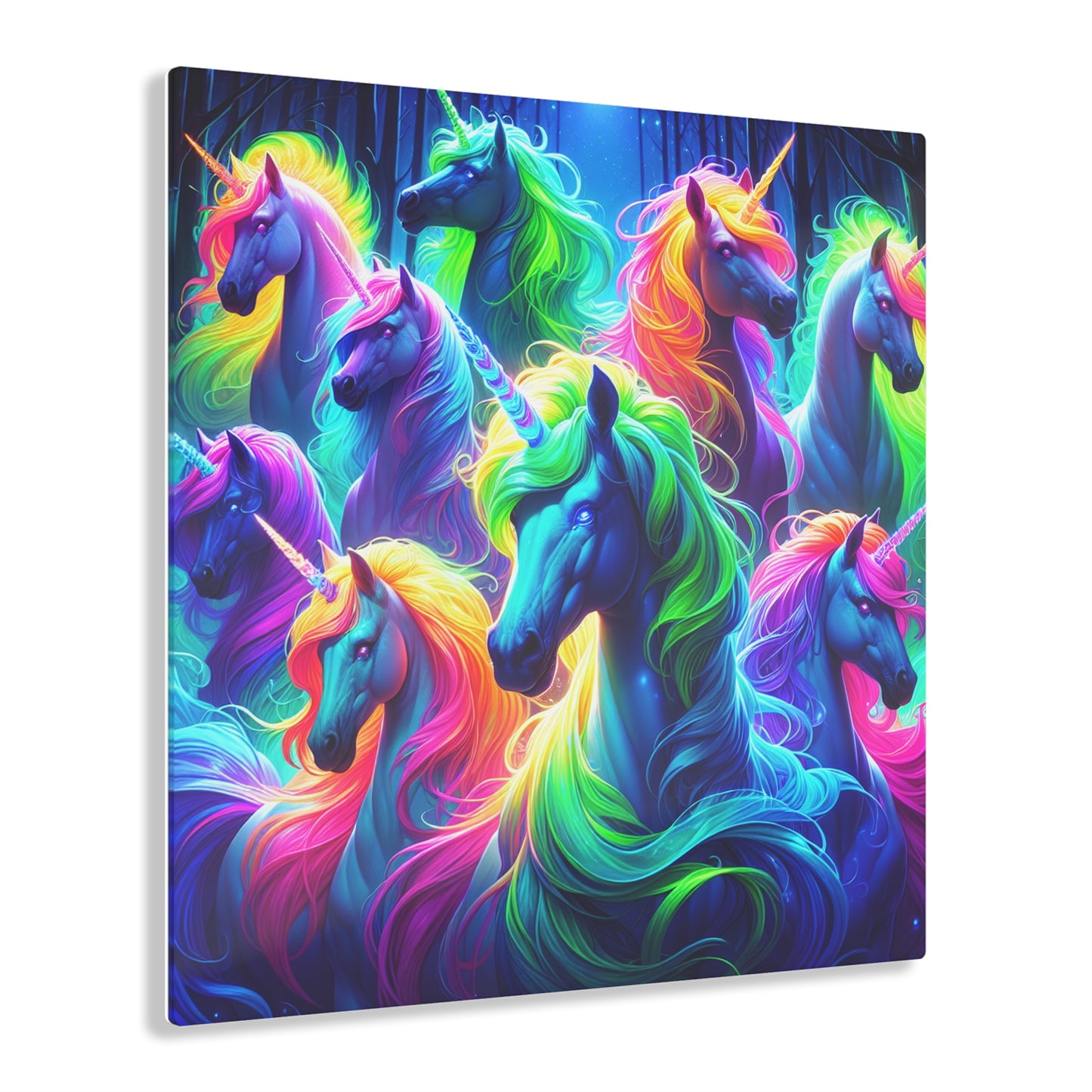 "Neon Paradise of Joyous Unicorns" NEON Unocrons Art 1/4" Glossy Acrylic Art