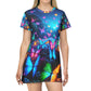"Neon Butterflies in Bloom" Neon Butterflies Womans T Shirt Dress