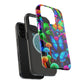 "Fantastic Fruition" Neon Butterflies and Mushrooms Premium Art Magsafe Magnet Tough IPhone 13 14 15 Pro Plus Max and Mini in Matte and Glossy Phone cases