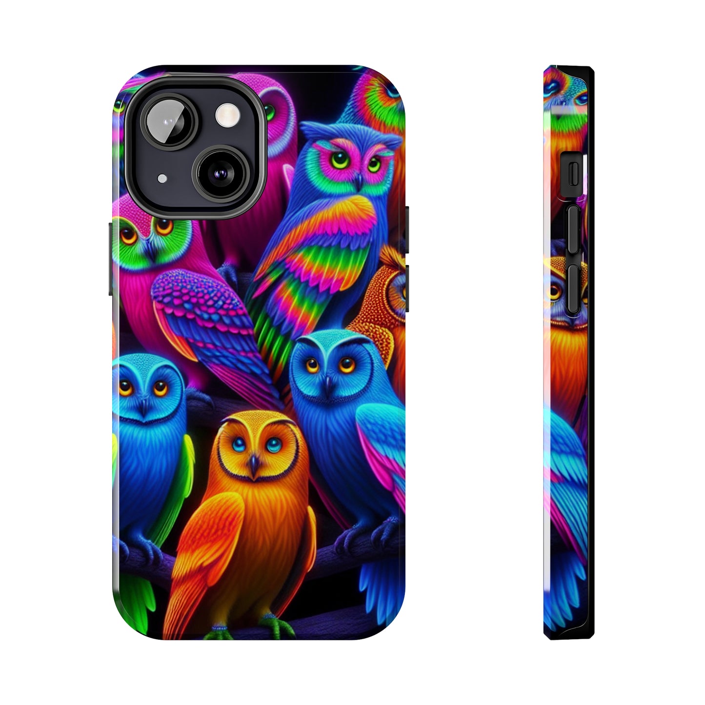 "Electric Vivid Night Owls" NEON Owls Tough Phone Case