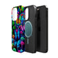 "Fantastic Fruition" Neon Butterflies and Mushrooms Premium Art Magsafe Magnet Tough IPhone 13 14 15 Pro Plus Max and Mini in Matte and Glossy Phone cases
