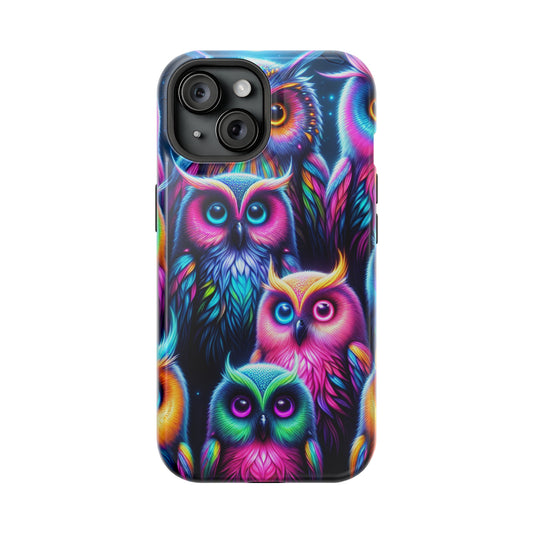 Neon Night Owls Neon Owls Premium Art Magsafe Magnet Tough IPhone 13 14 15 Pro Plus Max and Mini in Matte and Glossy Phone cases