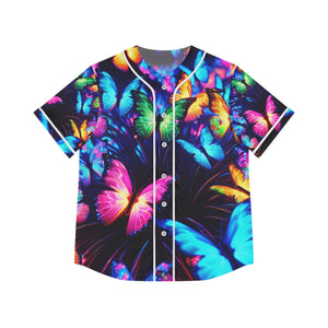 "Vibrant Neon Flutterby Dance" Neon Butterflies Womans Jersey