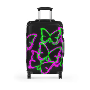 "Vivid Neon Butterfly Flutter" - Neon Butterflies  Suitcase
