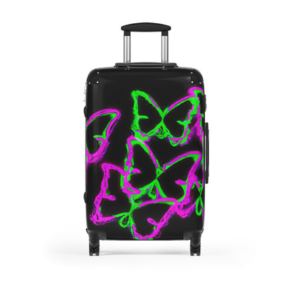 "Vivid Neon Butterfly Flutter" - Neon Butterflies  Suitcase