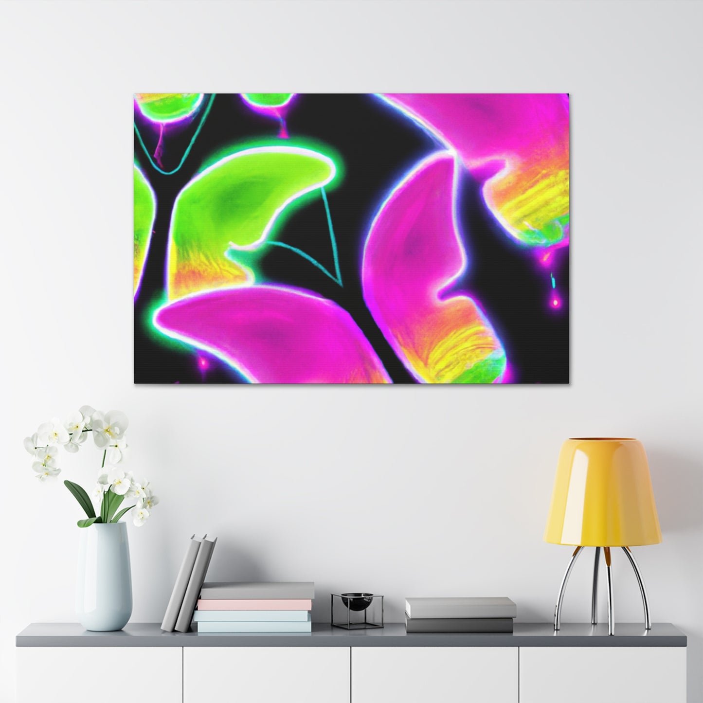 "Neon Butterfly Aurora" Neon Butterflies  Art Canvas