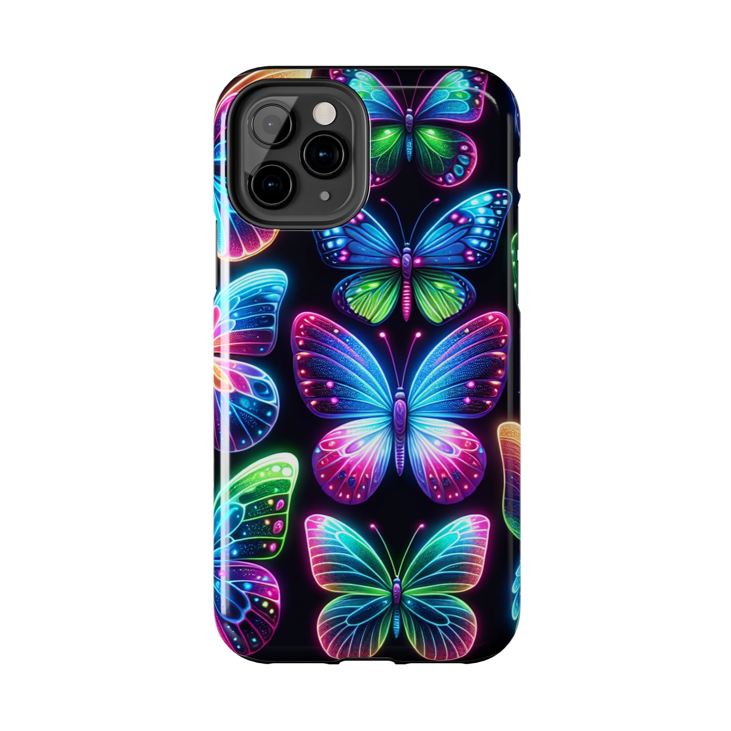 "Dance of the Neon Butterflies" NEON Butterflies Tough Phone Case Iphone 6 7 8 9 10 11 12 13 14 SE X XR XS Pro Max Mini Plus