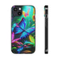"Vivid Neon Flyaways" NEON Butterflies Art Polycarbonate Phone Case Samsung Galaxy s21 s22 Google Pixel 6 Iphone 11 12 13 14 Pro Max Mini Plus