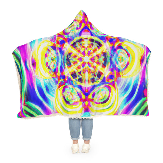 "Exuberant Reflection" - NEON Infinity Patterns Art Hooded Snuggle Blanket