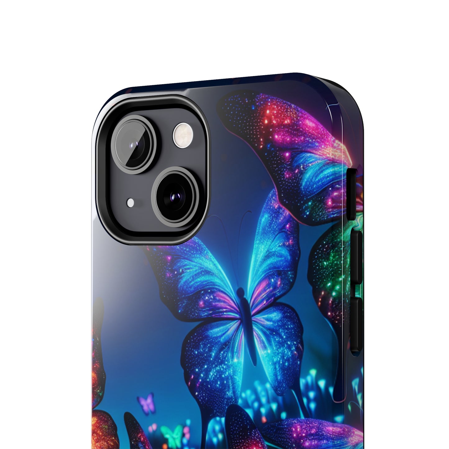 "Electric Morpho Rain" NEON Butterflies Tough Phone Case Iphone  7 8 9 10 11 12 13 14 SE X XR XS Pro Max Mini Plus