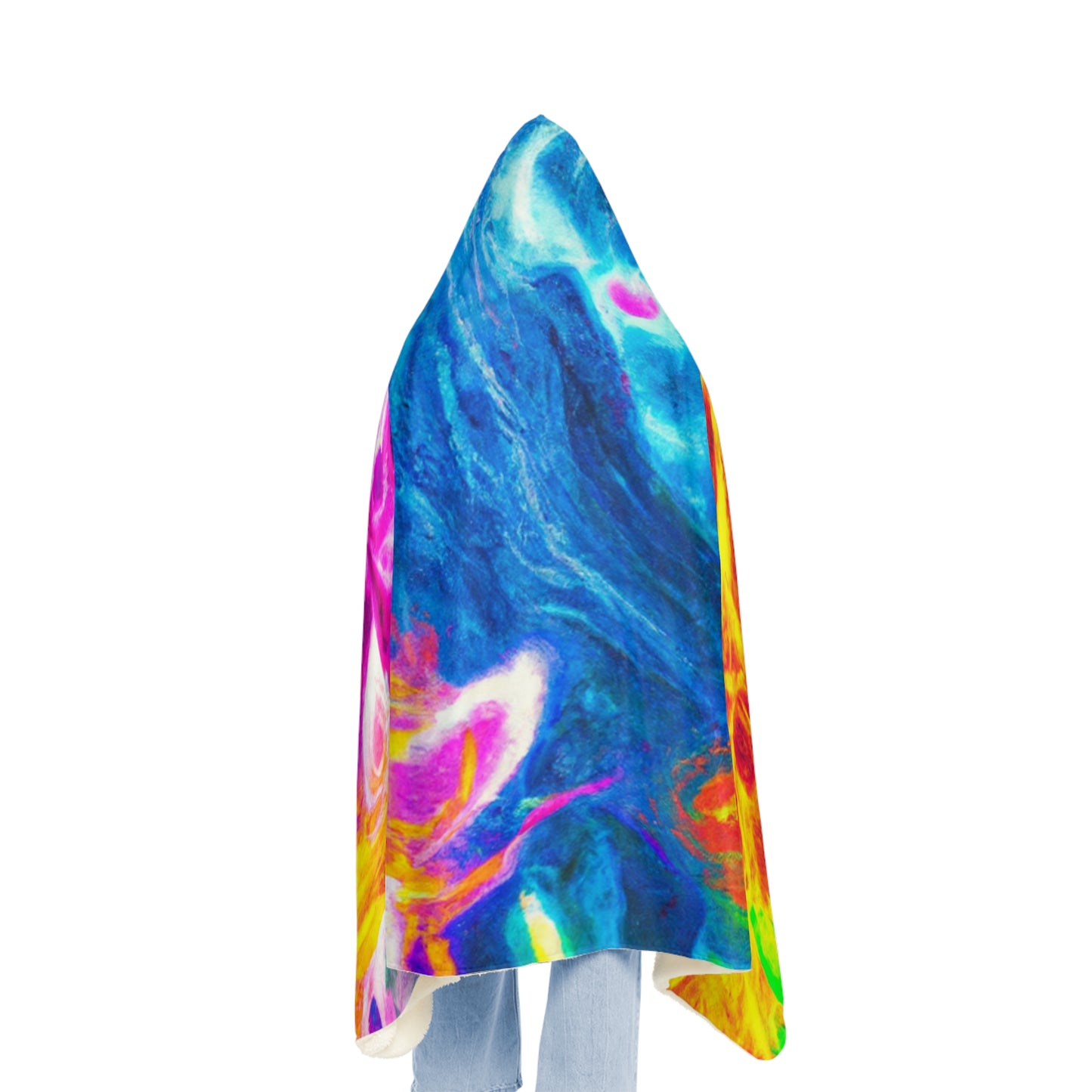 "Neon Unicorn Fantasy" - NEON Unicorns Art Hooded Snuggle Blanket