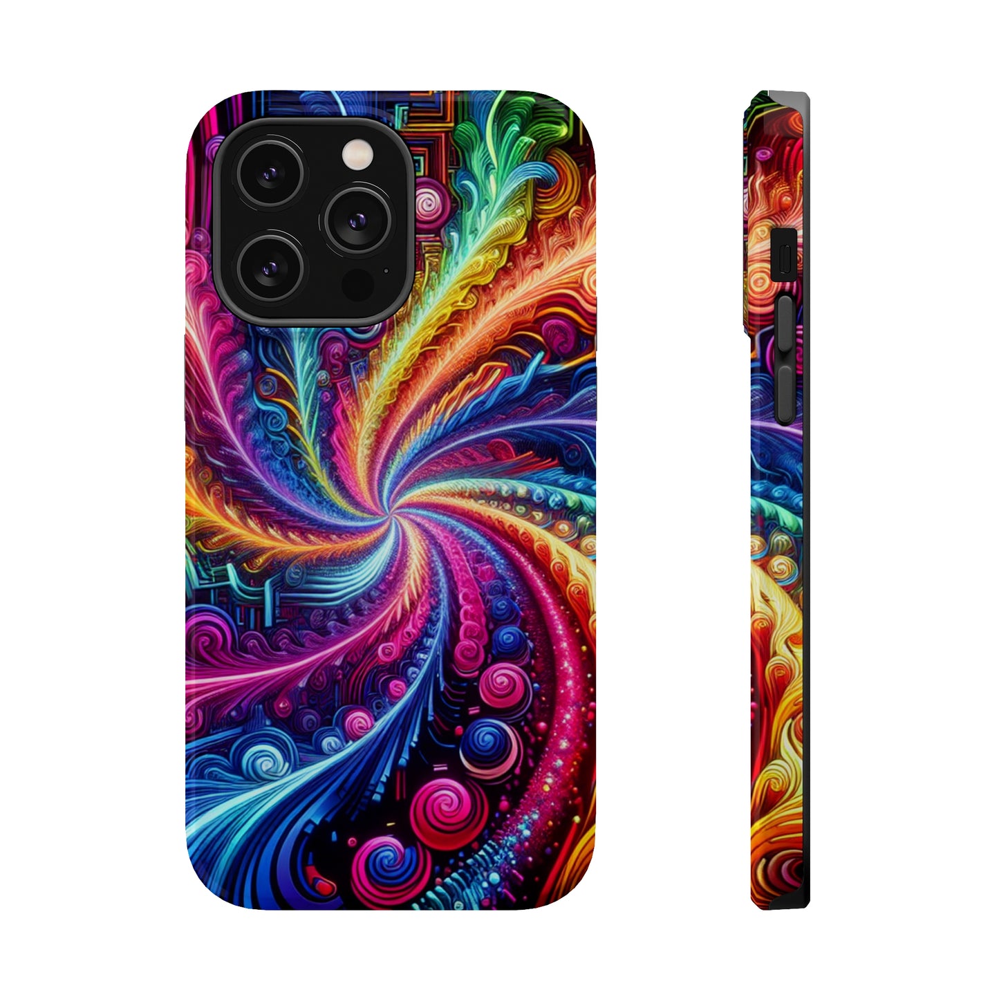 Infinite Neon Ravelry. Neon Trippy Infinity Patterns Premium Art Magsafe Magnet Tough IPhone 13 14 15 Pro Plus Max and Mini in Matte and Glossy Phone cases
