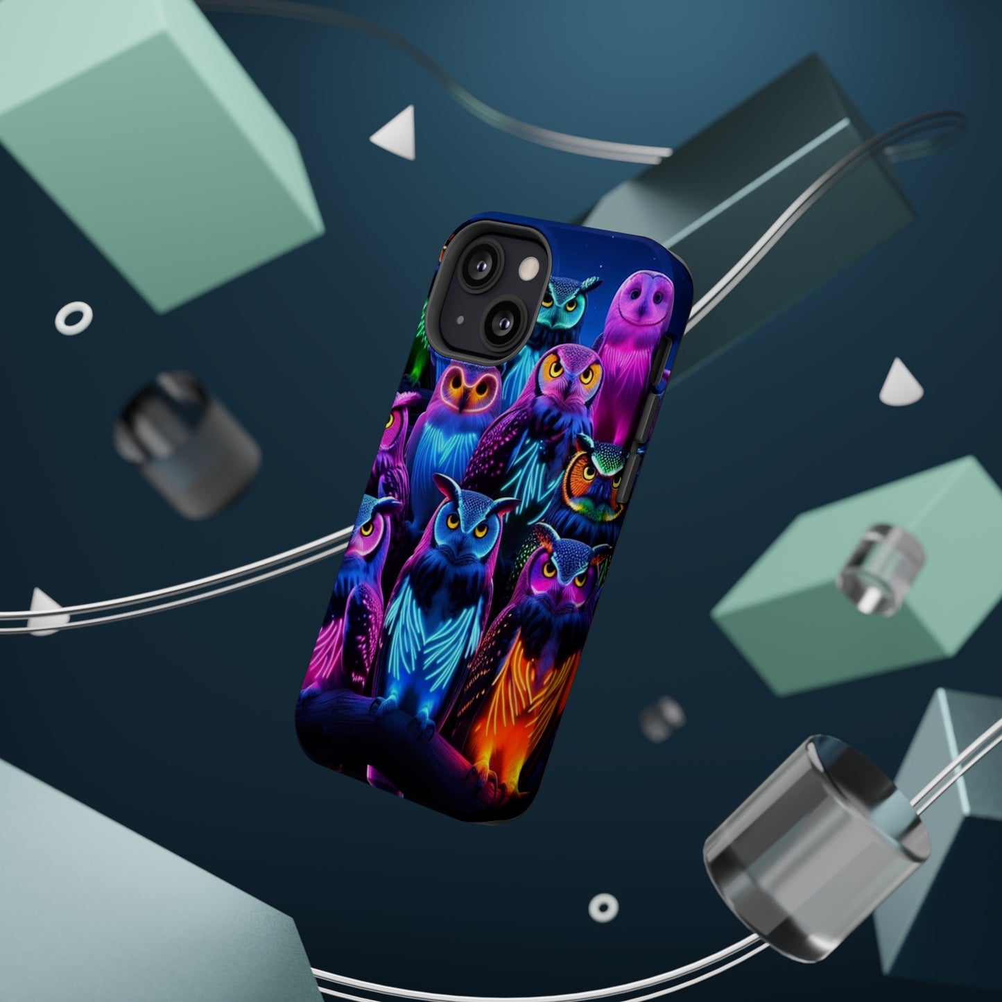 Neon Nocturne Owls. Neon Owls Premium Art Magsafe Magnet Tough IPhone 13 14 15 Pro Plus Max and Mini in Matte and Glossy Phone cases
