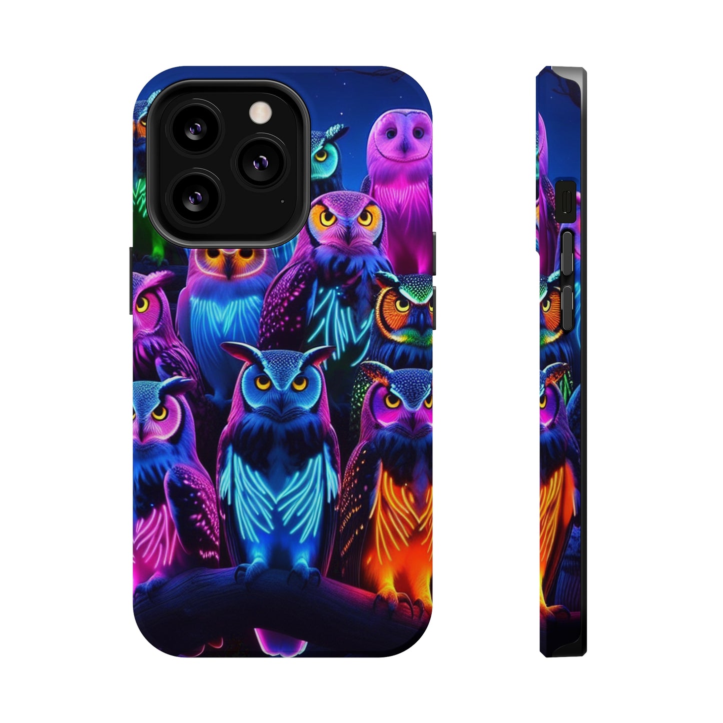 Neon Nocturne Owls. Neon Owls Premium Art Magsafe Magnet Tough IPhone 13 14 15 Pro Plus Max and Mini in Matte and Glossy Phone cases