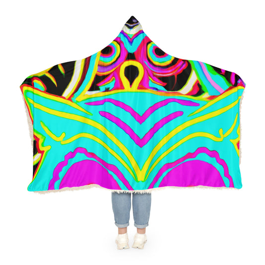 Neon Owl Nocturne. - NEON Owls Art Hooded Snuggle Blanket