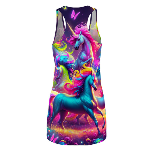 "Neon Dream Carnival" Neon Unicorns Racerback Dress
