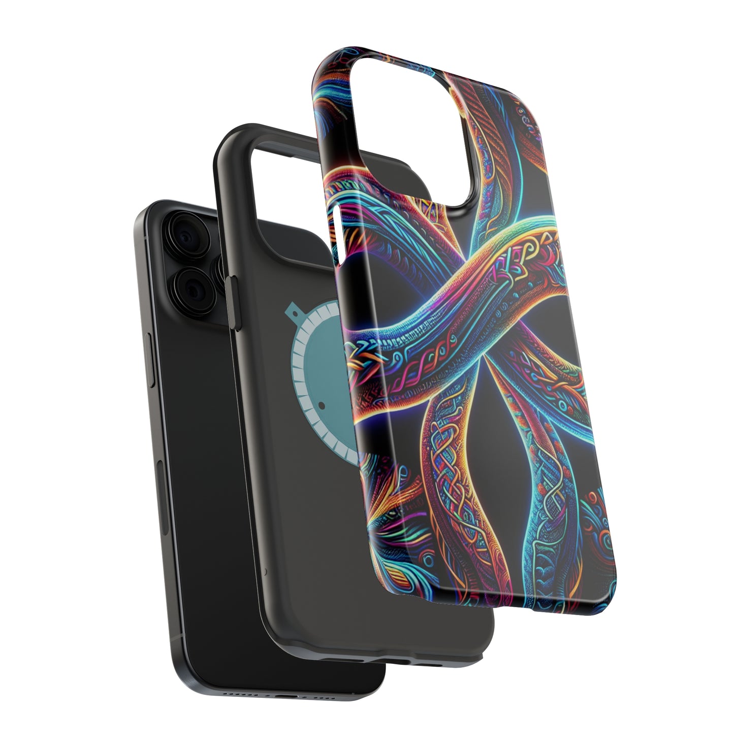 Vibrant Infinity Nocturne Neon Trippy Infinity Patterns Premium Art Magsafe Magnet Tough IPhone 13 14 15 Pro Plus Max and Mini in Matte and Glossy Phone cases