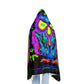"Owls After Dark" - NEON Owls Art Hooded Snuggle Blanket