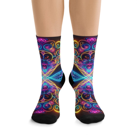 TDB Cosmic Trippin' Neoneverse. Trippy Recycled Poly Socks